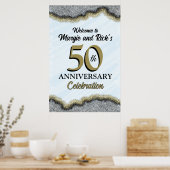 50e Jubileum Faux Glitter Welkomstbord Poster (Keuken)