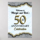 50e Jubileum Faux Glitter Welkomstbord Poster (Voorkant)