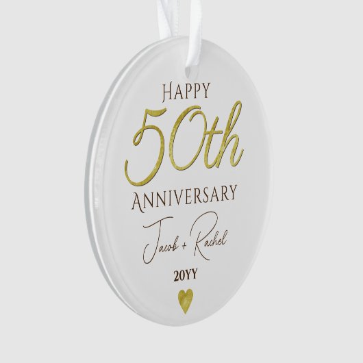 50e Jubileum Faux Gold Custom Bruiloft Ornament (voorkant)
