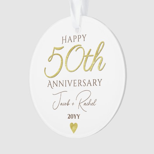 50e Jubileum Faux Gold Custom Bruiloft Ornament (voorkant)