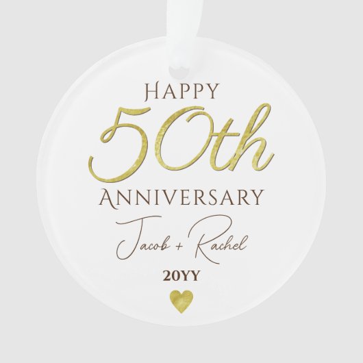 50e Jubileum Faux Gold Custom Bruiloft Ornament (voorkant)