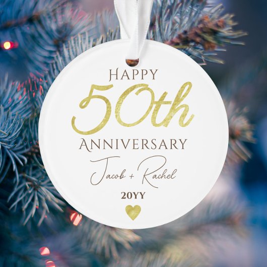 50e Jubileum Faux Gold Custom Bruiloft Ornament