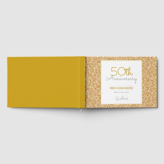 50e Jubileum Faux Gold Glitter Gastenboek (Volledig)