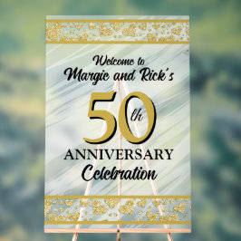 50e Jubileum Faux Golf Glitter Welkomstbord Acryl Bord