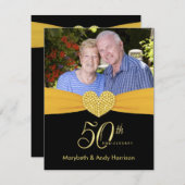 50e Jubileum - Faux Pocket Photo Invitations Kaart (Voorkant / Achterkant)