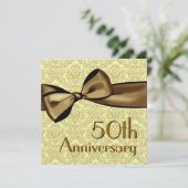 50e Jubileum Faux Satin Bow Metallic Paper Kaart (Staand voorkant)