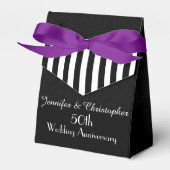 50e Jubileum Favor Box, Zwart & Wit Stripes Bedankdoosjes (Voorkant Zijde)