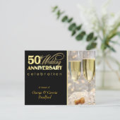 50e Jubileum feestdagen - zwart goud Kaart (Staand voorkant)