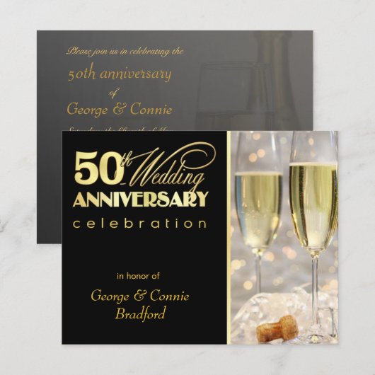 50e Jubileum feestdagen - zwart goud Kaart (Voorkant / Achterkant)