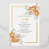 50e Jubileum Floral Wreath Folie Uitnodiging (Voorkant)