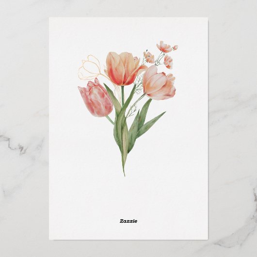 50e Jubileum Floral Wreath Folie Uitnodiging (Achterkant)