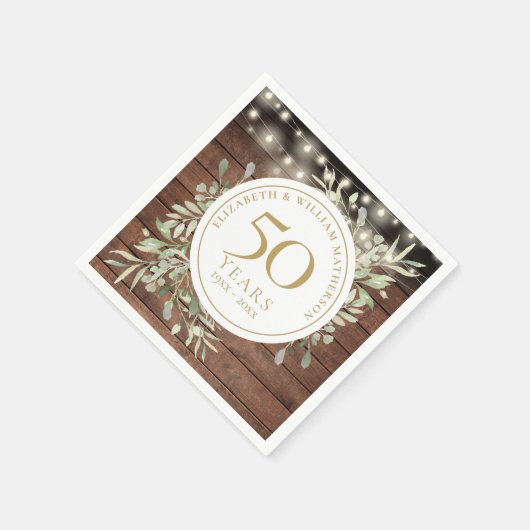 50e Jubileum Foliage Rustic Wood String Lights Servet (Hoek)