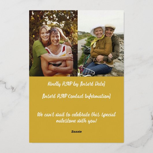 50e Jubileum Folie Folie Uitnodiging (Achterkant)