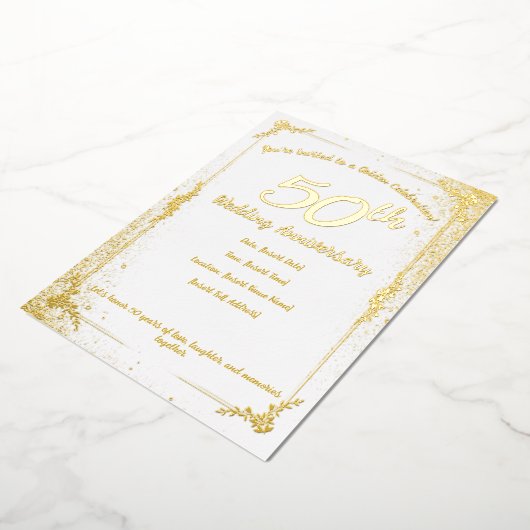 50e Jubileum Folie Folie Uitnodiging (Gedraaid)