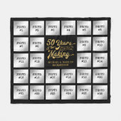 50e Jubileum Foto Collage Black Gold Name Fleece Deken (Voorkant (Horizontaal))