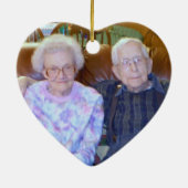 50e Jubileum Foto gele rozen Paarse Pansies Keramisch Ornament (Achterkant)