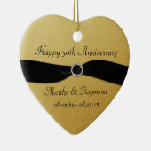 50e Jubileum Foto Gold Black Ribbon Diamonds Keramisch Ornament (Rechts)