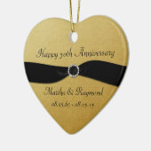 50e Jubileum Foto Gold Black Ribbon Diamonds Keramisch Ornament (Links)