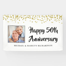 50e Jubileum Foto Gold Confetti Spandoek