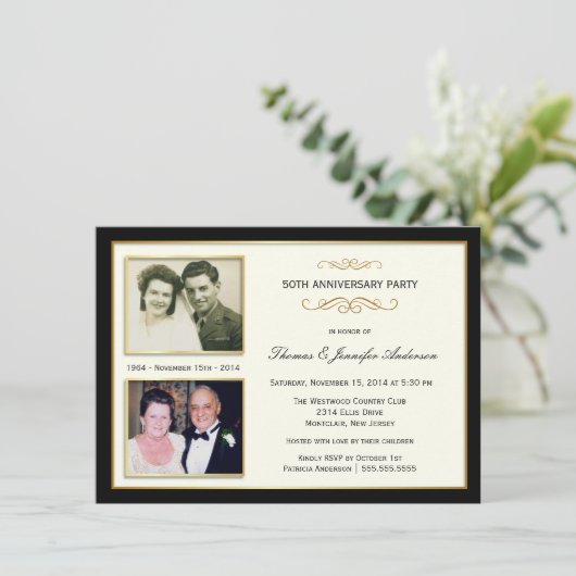 50e Jubileum Foto-uitnodigingen Kaart (Staand voorkant)