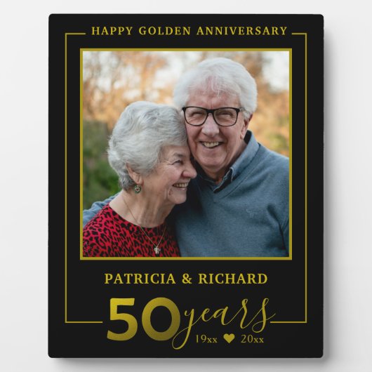 50e Jubileum foto van Black and Gold Parents Fotoplaat (Voorkant)