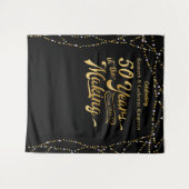 50e Jubileum Fotoachtergrond zwart-wit en goud Wandkleed (Voorkant (horizontaal))