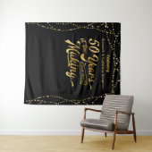 50e Jubileum Fotoachtergrond zwart-wit en goud Wandkleed (In Situ (horizontaal))