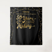50e Jubileum Fotoachtergrond zwart-wit en goud Wandkleed (Voorkant)