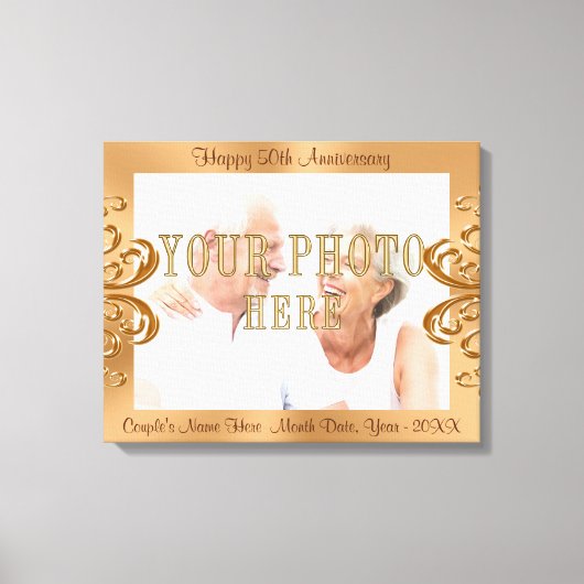 50e Jubileum FOTOdoek met namen en data Canvas Afdruk (Voorkant)