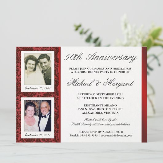 50e Jubileum - Fotouitnodigingen - Nu en dan Kaart (Staand voorkant)