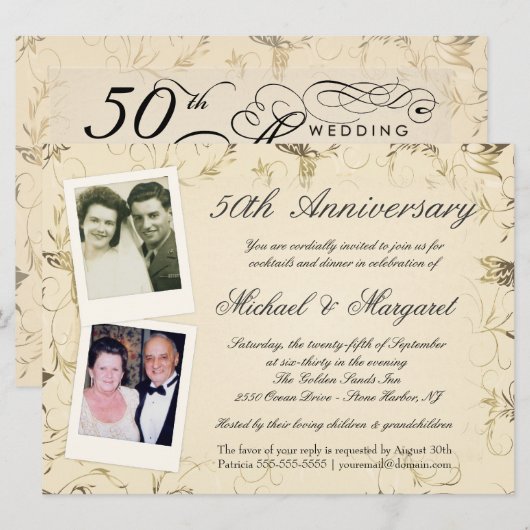 50e Jubileum - Fotouitnodigingen - Nu en dan Kaart (Voorkant / Achterkant)