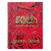 50e Jubileum Gastboek Gold Red Roses Floral Notitieboek (Voorkant)