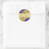 50e Jubileum gele rozen Paarse Pansies Ronde Sticker (Tas)