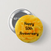 50e Jubileum gele rozenButton in Brooch Ronde Button 5,7 Cm (Voorkant /achterkant)