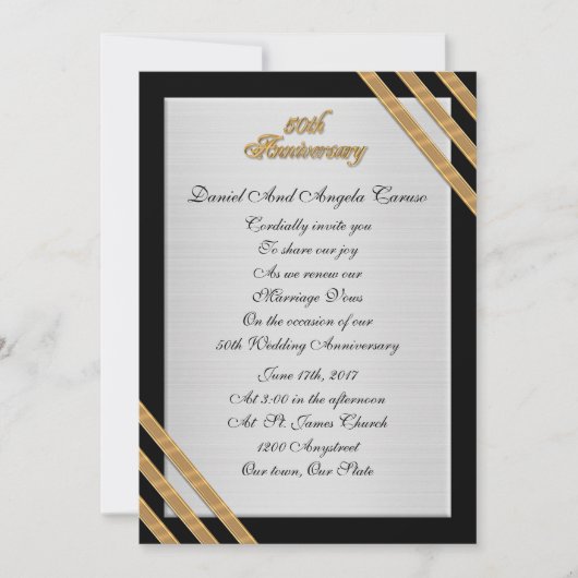 50e Jubileum gelofte verlenging Elegante Uitnodigi Kaart (Voorkant)