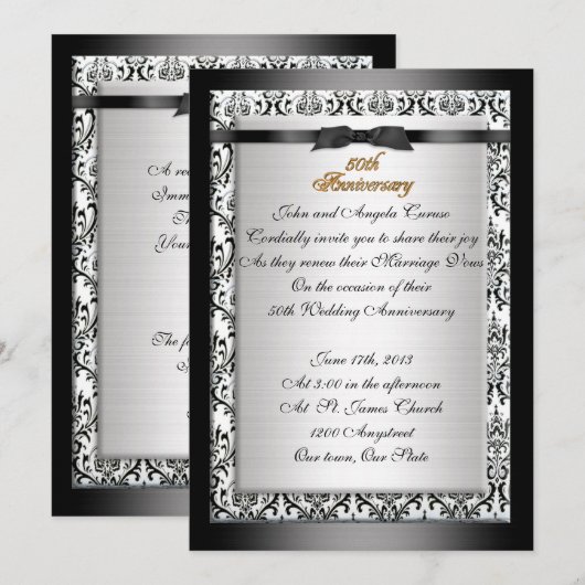 50e Jubileum gelofte verlenging formeel zwart en w Kaart (Voorkant / Achterkant)