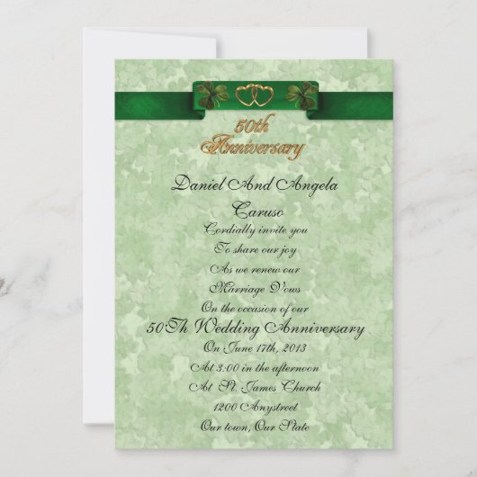 50e Jubileum gelofte verlenging Irish Invitation Kaart (Voorkant)