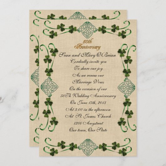 50e Jubileum gelofte vernieuwing Irish Unity knoop Kaart (Voorkant / Achterkant)