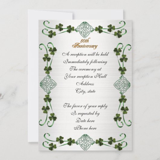 50e Jubileum gelofte vernieuwing Irish Unity knoop Kaart (Achterkant)