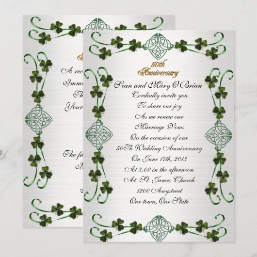 50e Jubileum gelofte vernieuwing Irish Unity knoop Kaart (Voorkant / Achterkant)