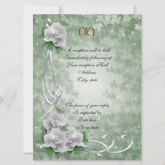 50e Jubileum gelofte vernieuwing witte rozen Kaart (Achterkant)