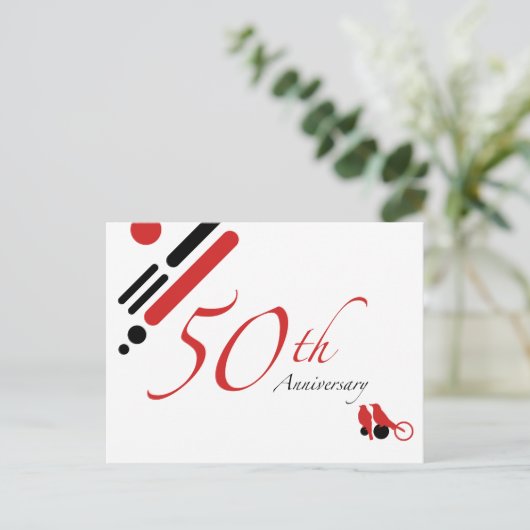 50e Jubileum (gematigde vogels) Briefkaart (Staand voorkant)