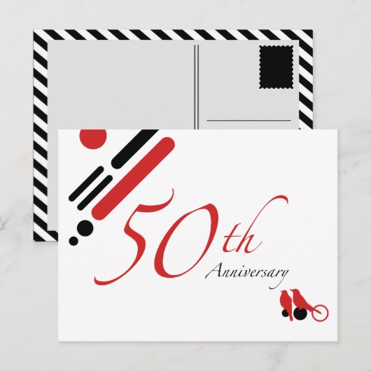 50e Jubileum (gematigde vogels) Briefkaart (Voorkant / Achterkant)