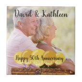 50e Jubileum gepersonaliseerde foto Tegel Trivet Tegeltje (Voorkant)