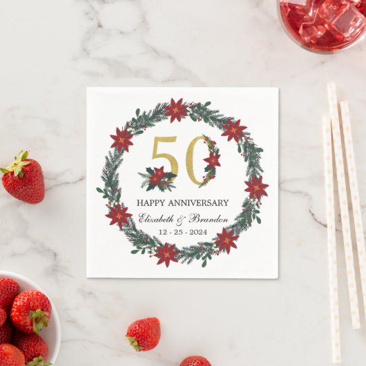 50e Jubileum gepersonaliseerde kerstservetten Servet (Insitu)