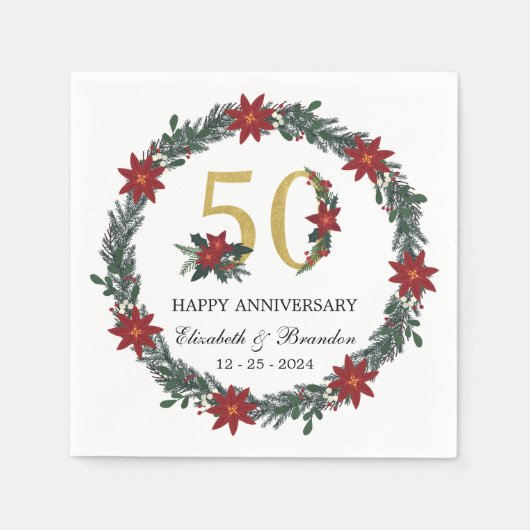 50e Jubileum gepersonaliseerde kerstservetten Servet (Voorkant)