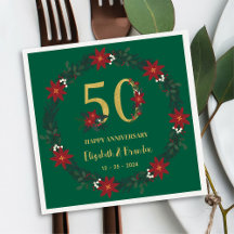 50e Jubileum gepersonaliseerde kerstservetten