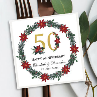 50e Jubileum gepersonaliseerde kerstservetten Servet