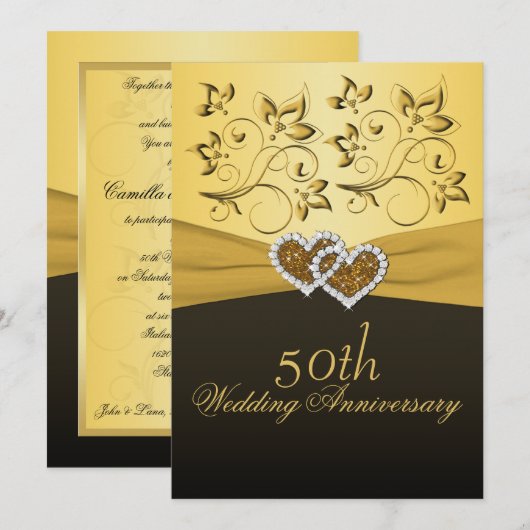 50e Jubileum Gezamenlijke Uitnodiging tot huwelijk (Voorkant / Achterkant)