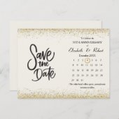 50e Jubileum Glitter Bruiloft De Datumkalender Aankondigingskaart (Voorkant / Achterkant)